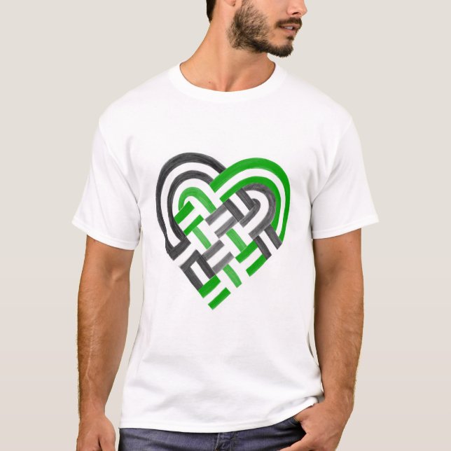 Vävnad Heart Neutrois Pride Flagga Black White T Shirt (Framsida)
