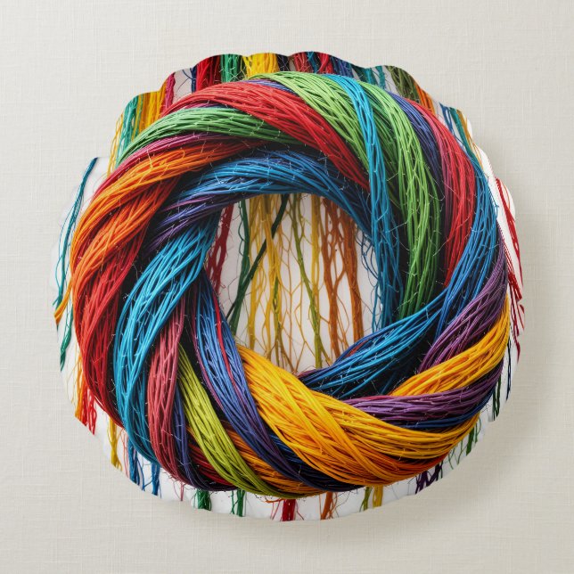 Vävnad i enhet rund kudde (Framsidan)