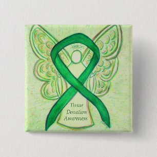 Vävnadsdonation Grönt Awareness Ribbon Angel Stift Knapp