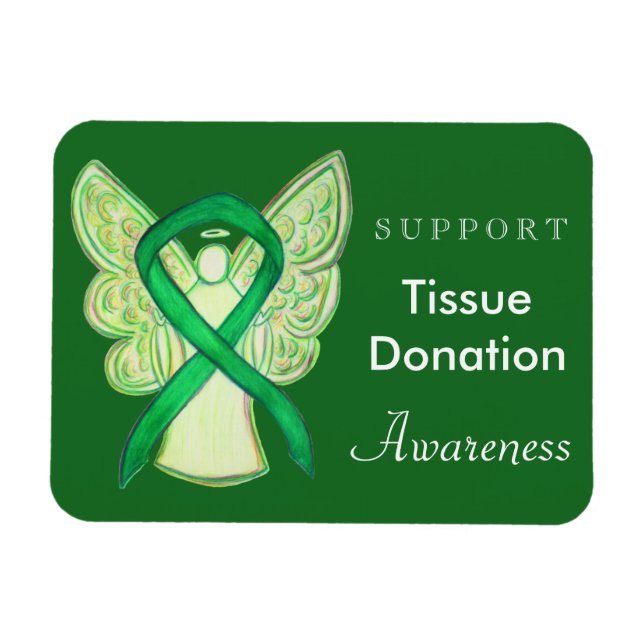 Vävnadsdonationsmedvetande Ribbon Angel Magnet (Horisontell)