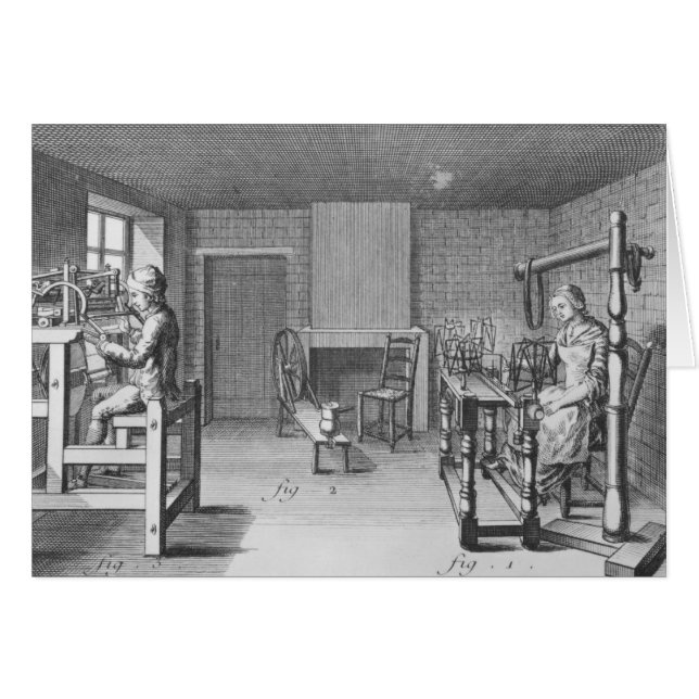 Vävstol för att väva strumpor hälsningskort (Framsidan Horizontal)