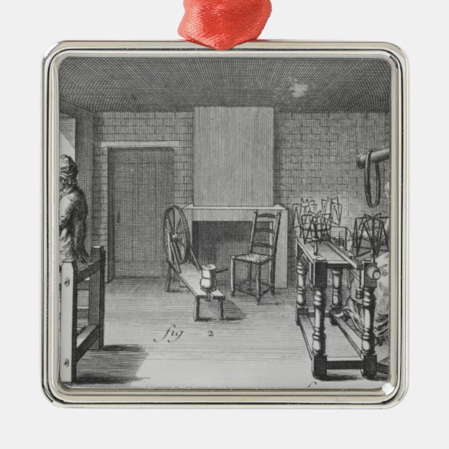 Vävstol för att väva strumpor julgransprydnad metall (Framsidan)