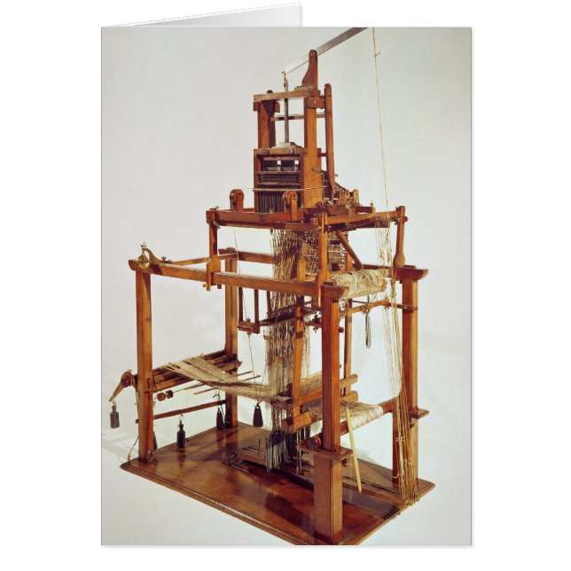 Vävstol som är designad vid Joseph Marie Jacquard Hälsningskort (Framsidan)