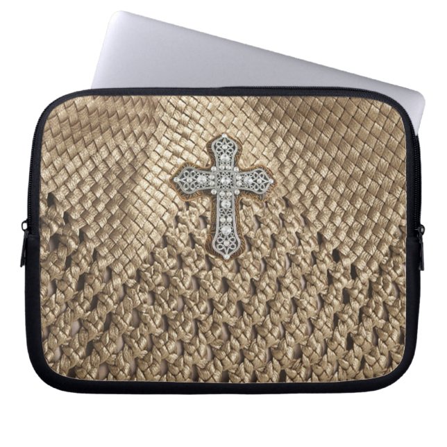 Vävt bärbar datorfodral med rhinestone- & pärlakor (Framsidan)