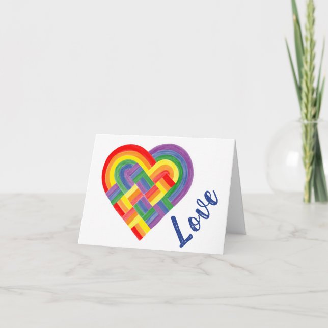 Vävt Heart-Flagga för HBT-Pride + regnbåge Anteckningskort (Framsida)
