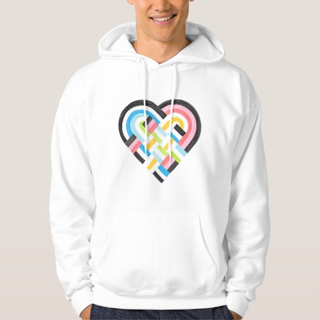 Vävt Heart Queer-Pride Flagga Bright Tropical Hoodie (Framsida)