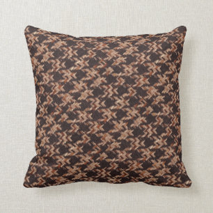 Vävt mönster för boxare Houndstooth i brun oran Kudde
