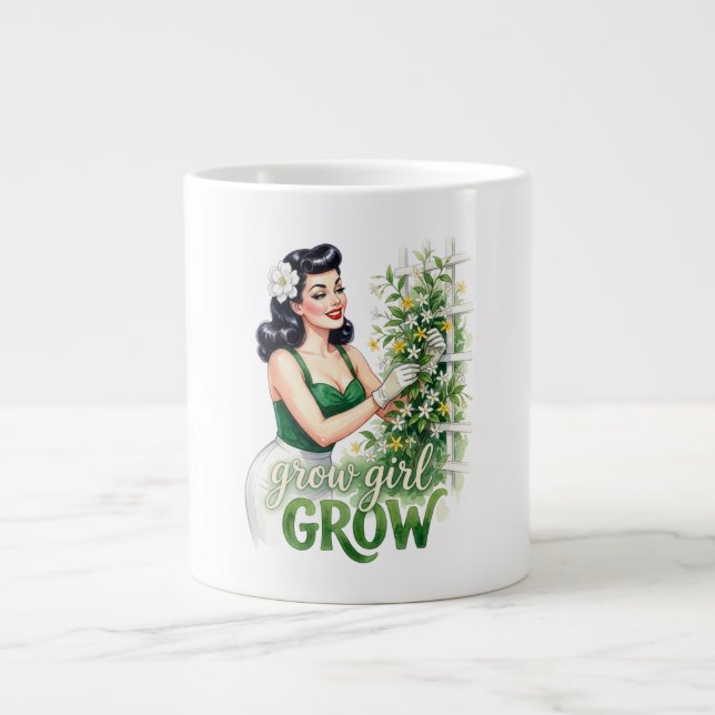 Väx Flickan Väx | TrädgårdsPun Odling Kaffe Mugg Jumbo Mugg (Framsidan)