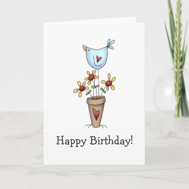 Väx, hur gör din trädgård ·, Fågel & blommor Kort (Framsida)