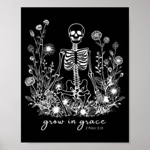 Väx I Grace Blommig Skelett Kristen Religiös  Poster