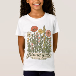 Väx i nåd kristen blomsterbibel vers design t shirt
