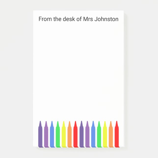 Vax kritor, från skrivbordet av lärarna, står där post-it block (Framsida)