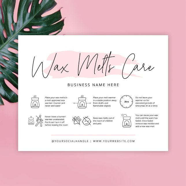 Vax Melts Care Card Safety Instructions Feminine Tack Kort (Skapare uppladdad)