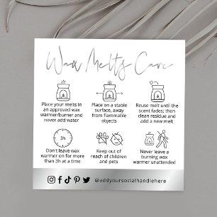 Vax Melts Safety Guide White & Silver Logotyp Card Fyrkantigt Visitkort