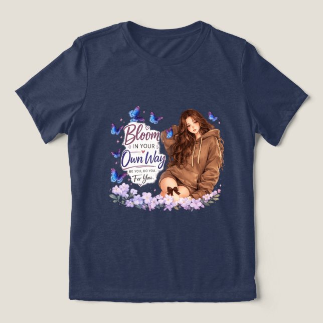 Väx på ditt eget sätt Fjärilsflicka T-shirt (Design Framsida)