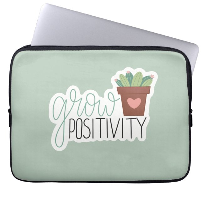 Väx Positivitet - Inspirerande Kalligrafidesign Laptop Fodral (Framsidan)