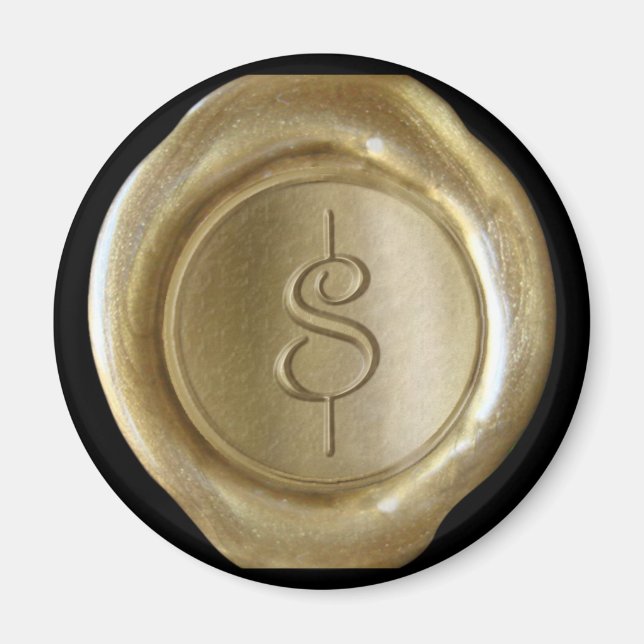 Vax säal Monogram Magnet - Guld - Stil-skript (Framsidan)