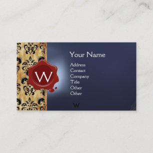 VAX SAL DAMASK PARCHMENT MONOGRAM blå svart svart Visitkort