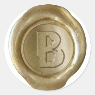 Vax säl Monogram - Guld - Boulder B - Runt Klistermärke