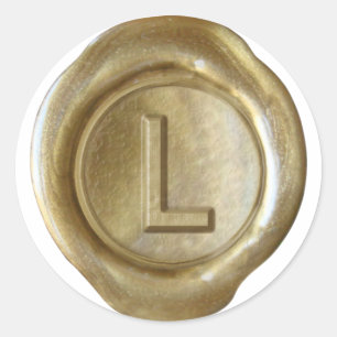 Vax säl Monogram - Guld - fetstil L - Runt Klistermärke