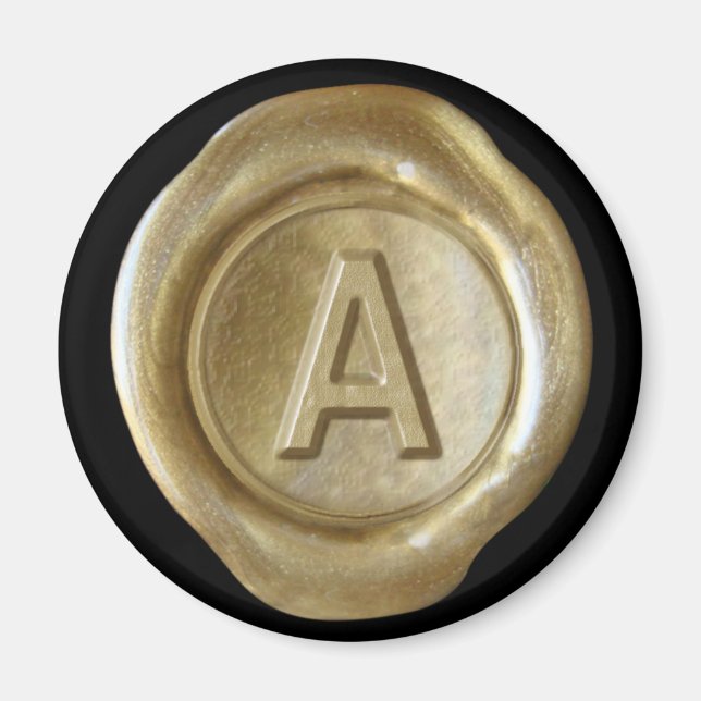 Vax säl, Monogram Magnet - Guld - Fet Stil - - (Framsidan)