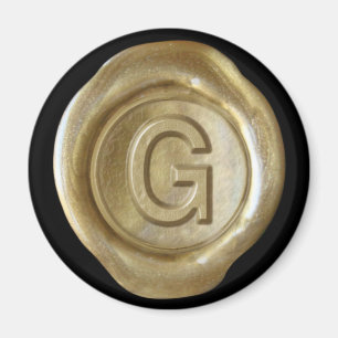 Vax säl, Monogram Magnet - Guld - Fet Stil - -