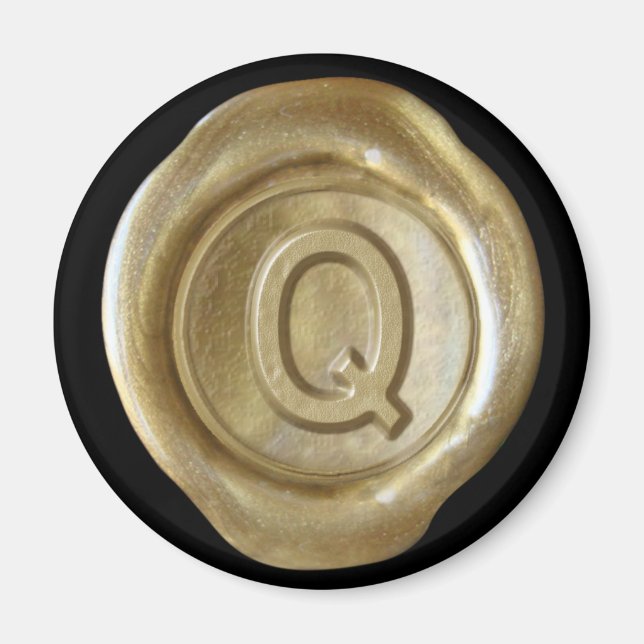Vax säl, Monogram Magnet - Guld - Fet Stil - - (Framsidan)