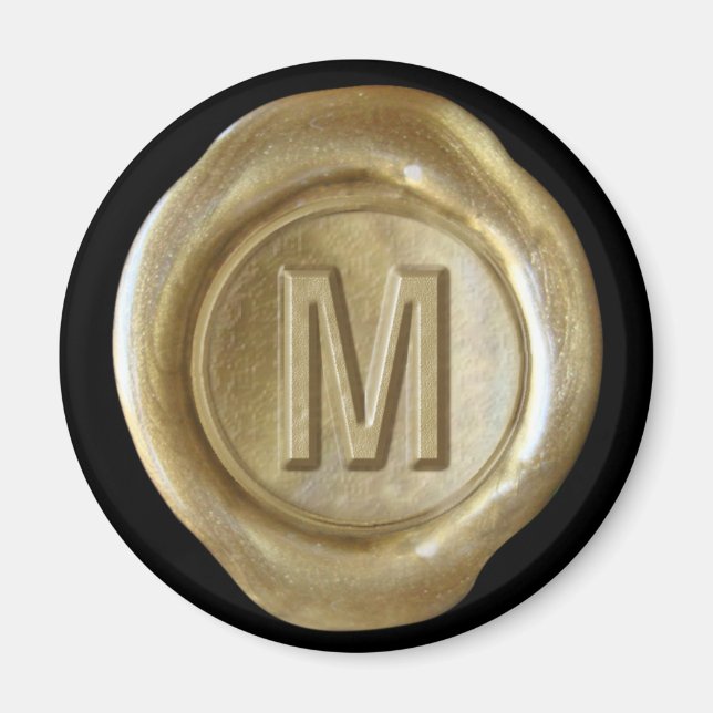 Vax säl, Monogram Magnet - Guld - Fet Stil - - (Framsidan)