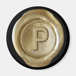 Vax säl, Monogram Magnet - Guld - Fet Stil - -