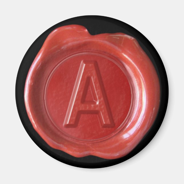 Vax säl Monogram Magnet - Röd - Fet Stil - (Framsidan)