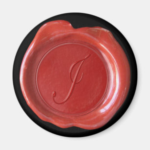 Vax säl, monogram magnet - rött - skript Stil -