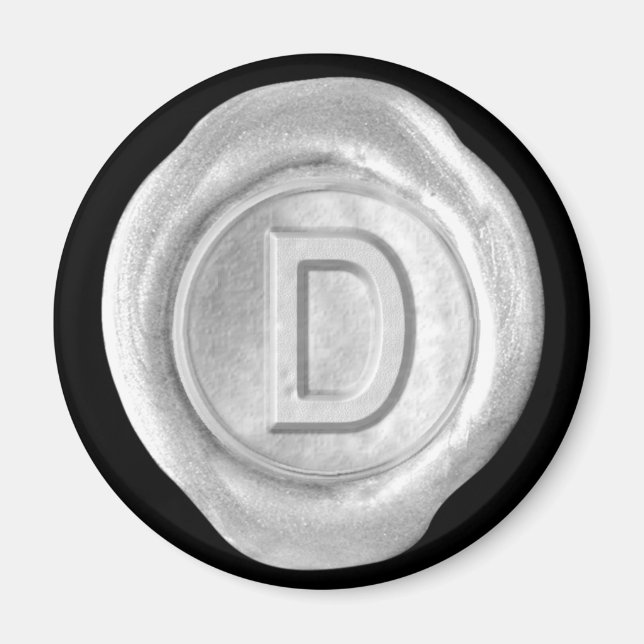 Vax säl, Monogram Magnet - Silver - Fet Stil - - (Framsidan)