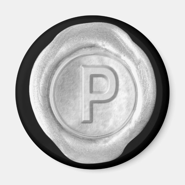 Vax säl, Monogram Magnet - Silver - Fet Stil - - (Framsidan)