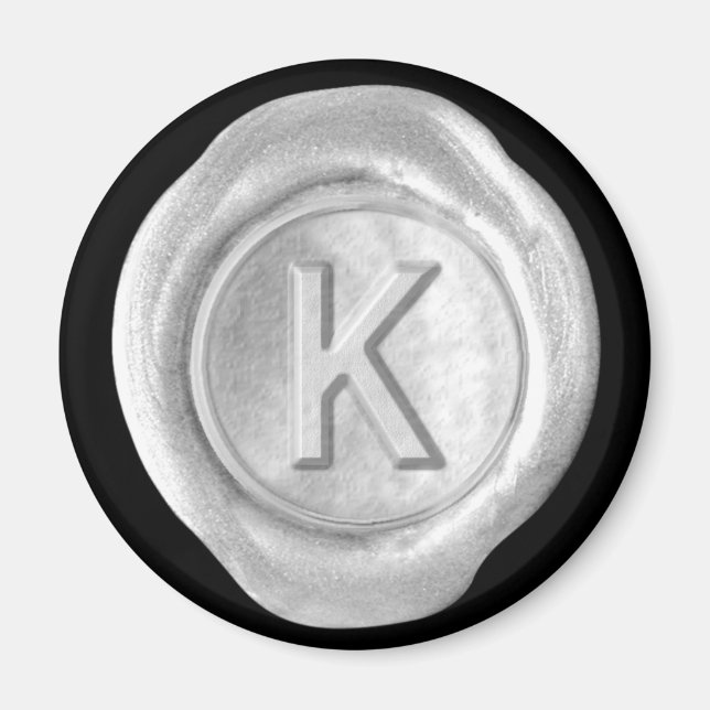 Vax säl, Monogram Magnet - Silver - Fet Stil - - (Framsidan)