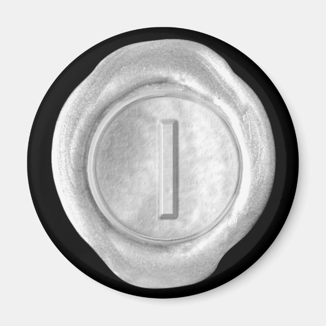 Vax säl, Monogram Magnet - Silver - Fet Stil - - (Framsidan)