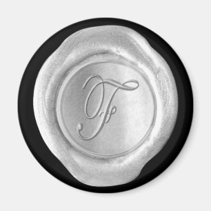 Vax säl, monogram magnet - Silver - skript Stil -