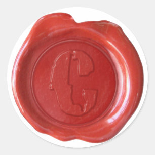 Vax säl Monogram - Röd - Boulder C - Runt Klistermärke