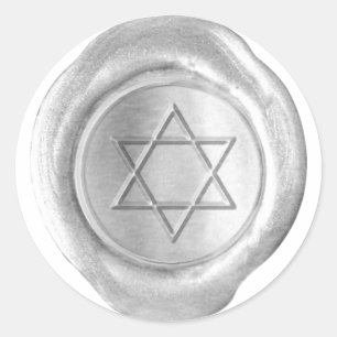 Vax säl Monogram - Silver - David stjärna - Runt Klistermärke