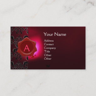 VAX SEAL DAMASK MONOGRAM rosa burgundi Visitkort