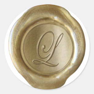 Vax Seal Monogram - Guld - skript L - Runt Klistermärke