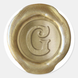 Vax Seal Monogram - Guld - Victorian G - Runt Klistermärke
