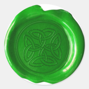 Vax Seal Monogram - Irish Grönt - Worn Celtic - Runt Klistermärke
