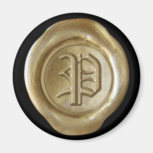Vax Seal Monogram Magnet - Guld - gammal engelska  (Framsidan)