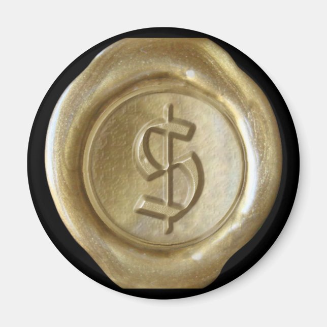 Vax Seal Monogram Magnet - Guld - gammal engelska  (Framsidan)