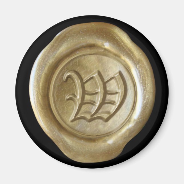 Vax Seal Monogram Magnet - Guld - gammal engelska  (Framsidan)