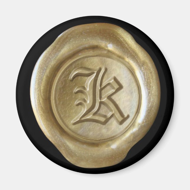 Vax Seal Monogram Magnet - Guld - gammal engelska  (Framsidan)