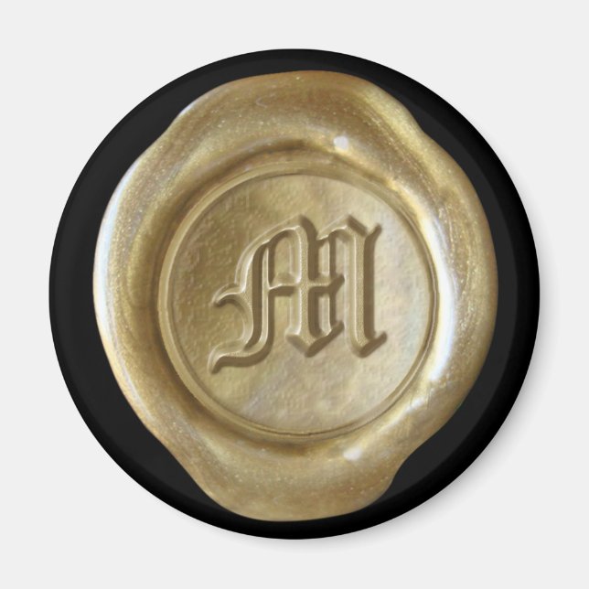 Vax Seal Monogram Magnet - Guld - gammal engelska  (Framsidan)