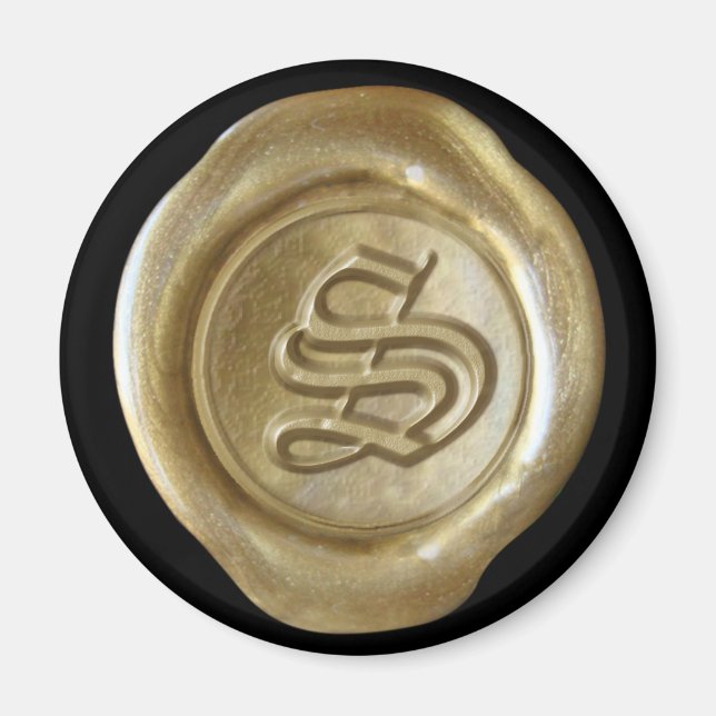 Vax Seal Monogram Magnet - Guld - gammal engelska  (Framsidan)