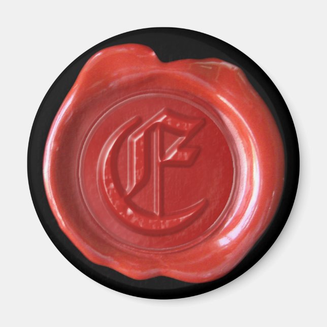 Vax Seal Monogram Magnet - Red - Old English - (Framsidan)
