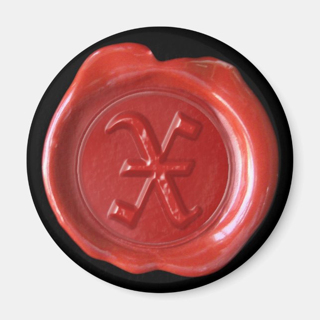 Vax Seal Monogram Magnet - Red - Old English - (Framsidan)